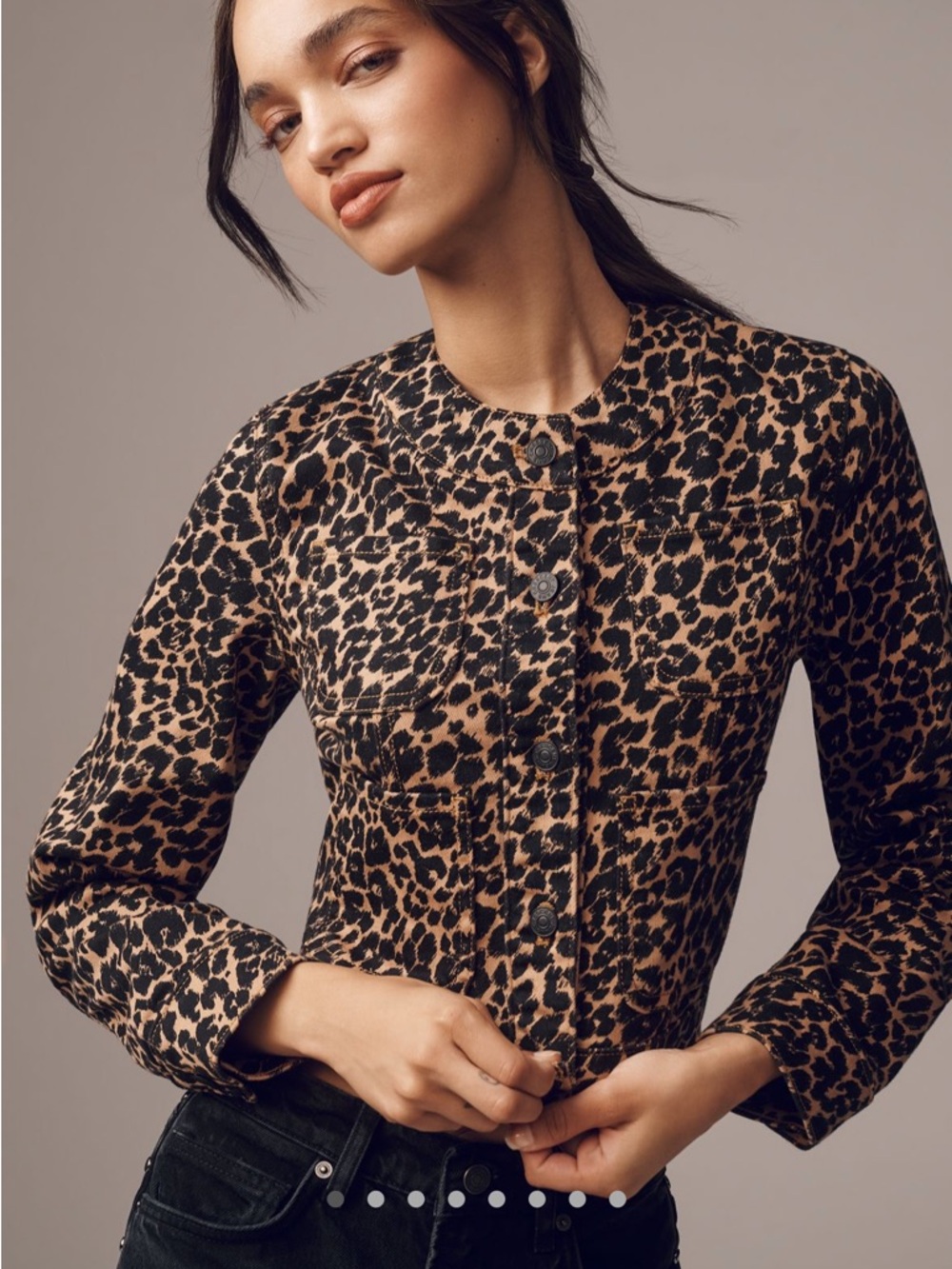 The Cora Patch Pocket Jacket By Maeve: Leopard Edition